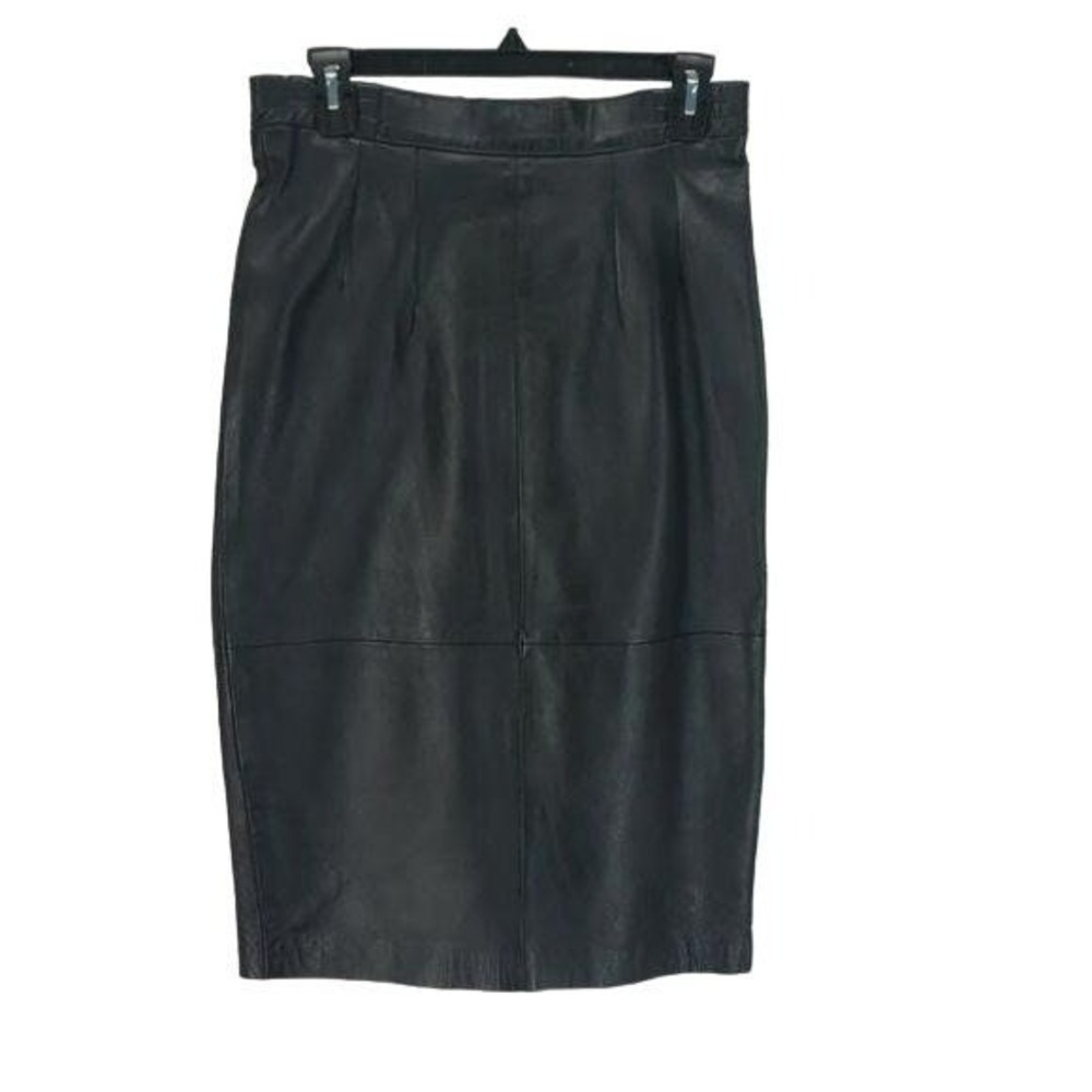 Sakura Sport‎ Black Leather Pencil Skirt High Waisted Midi Size 8